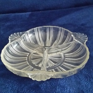 Vintage Divided Pressed Glass Relish or Candy Dish