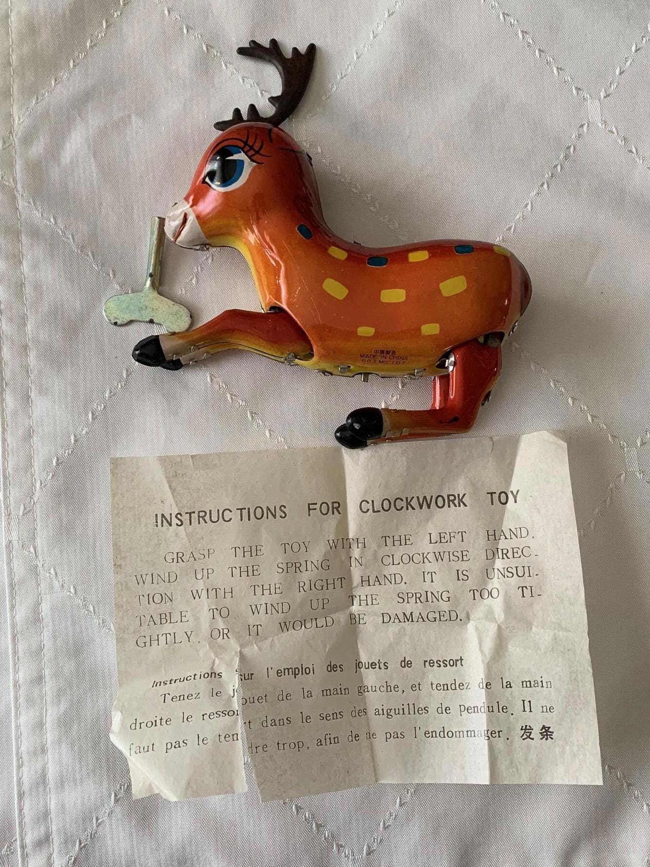 Vintage Jumping Bambi “cerf Sautant” Tin Toy – Original Box