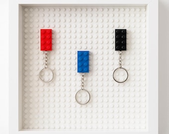 Llavero LEGO con 3 llaveros de ladrillo – Organizador de pared para llaves – Idea de regalo – ¡Proyecto creativo de bricolaje para fans de LEGO! 23 colores