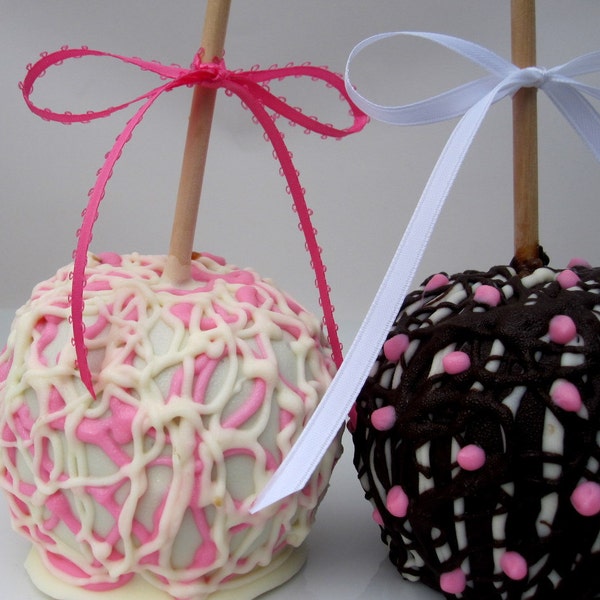 RESERVED Listing for NMarks0602- Easter Chocolate Caramel Apples - Caramel and Chocolate Covered with Pink, White Apples