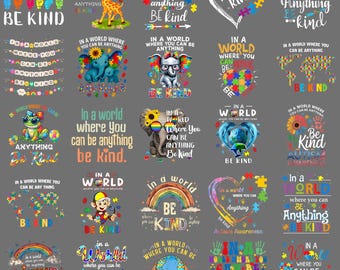 In A World Be Kind Autism Puzzle PNG | Clipart Sublimation