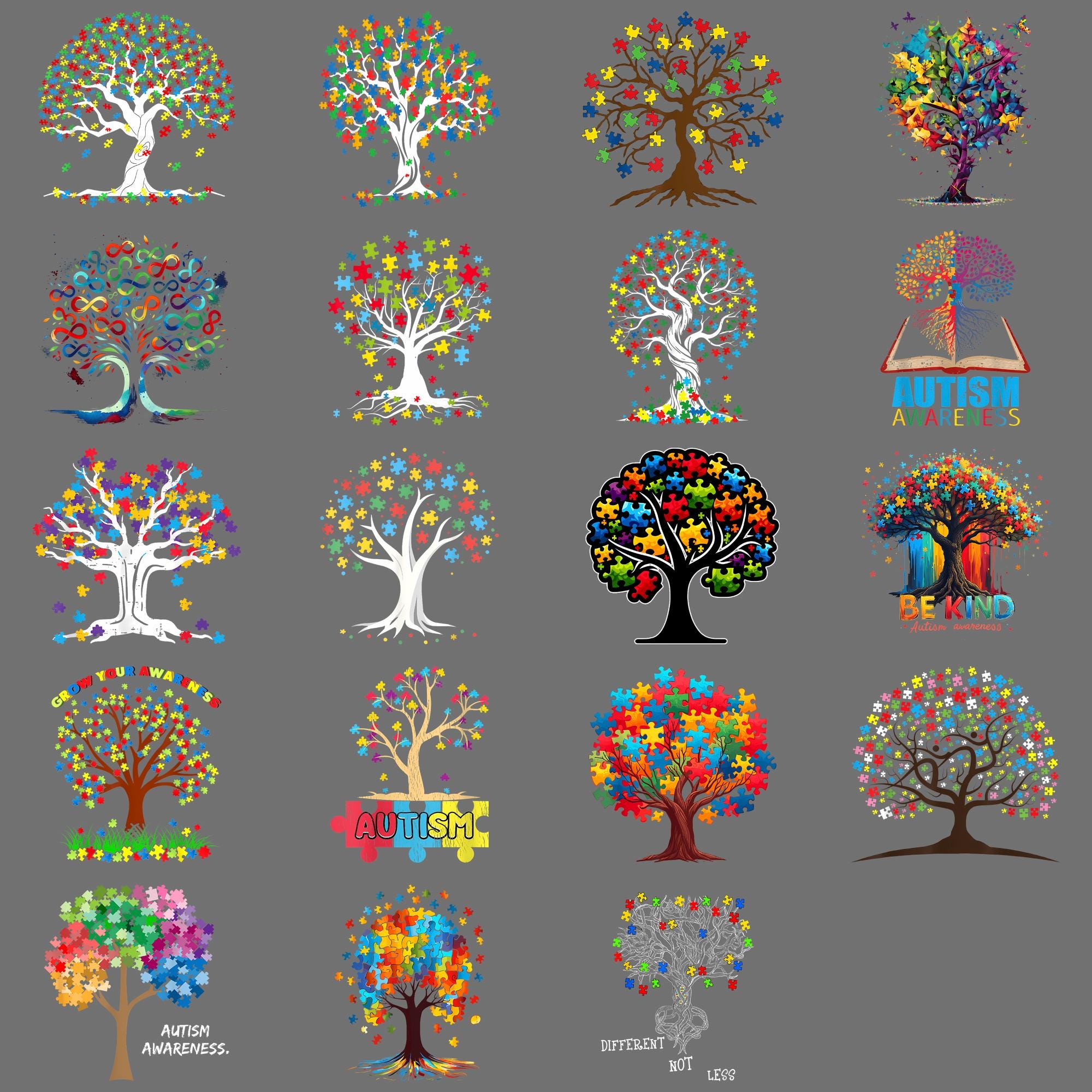 Tree of Life Autism Awareness Month Funny ASD Supporter PNG | Digital ...