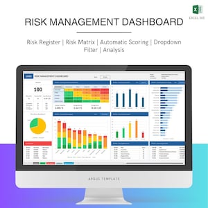 Automated Risk Management Dashboard | Excel Risk Register, Matrix (Digital Download)