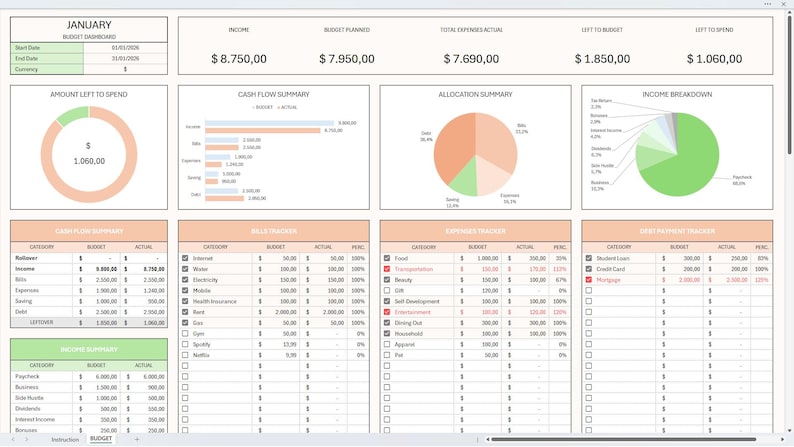 Excel Budget Planner – Monthly Expense Tracker, Savings Dashboard ...