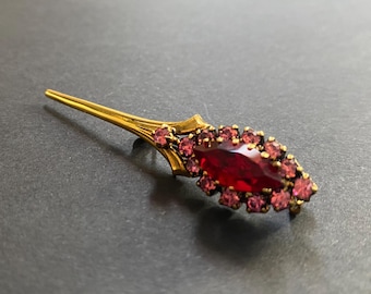 Vintage Boho Granat Brosche mit rotem Granat und Gold-Ton
