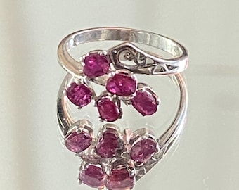 Vintage Natürlicher Rubin Sterlingsilber Ring • US Größe 5