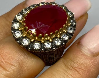 Ottoman Style Rubin Statement Ring im osmanischen Stil, Cocktailring