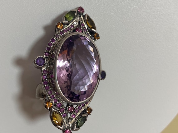 Vintage Amethyst Statement Ring, Sterling Silver,… - image 5