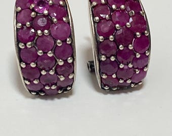 Vintage Ruby Sterling Silver Earrings • Elegant Statement Jewelry