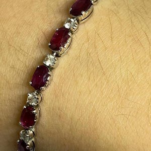 Bracelet tennis en argent sterling 925 avec rubis