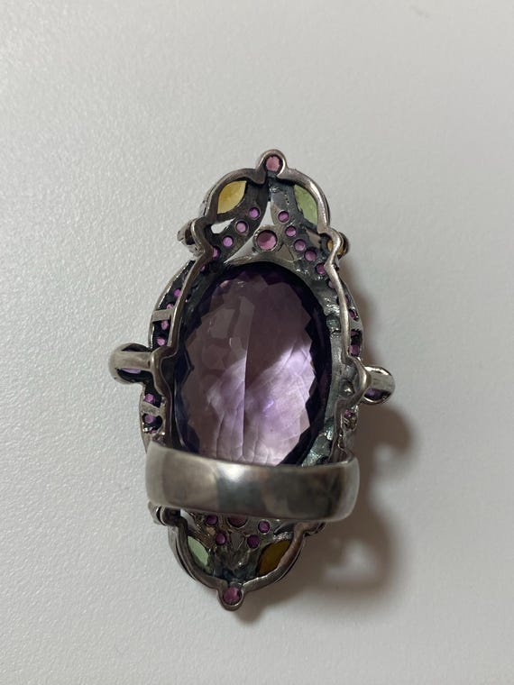 Vintage Amethyst Statement Ring, Sterling Silver,… - image 9