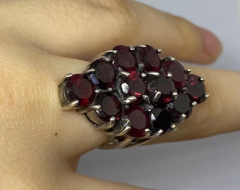 925 Sterling Silberring mit Granat