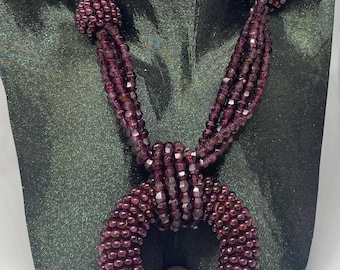Burgunder Granat Statement Halskette - Multi Strand Edelstein Halskette - Vintage Style Perlenschmuck