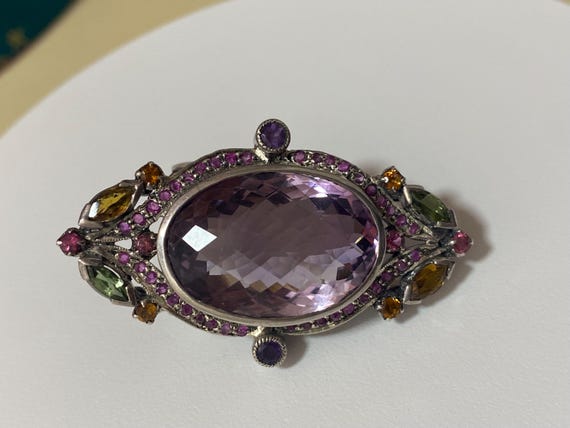 Vintage Amethyst Statement Ring, Sterling Silver,… - image 12