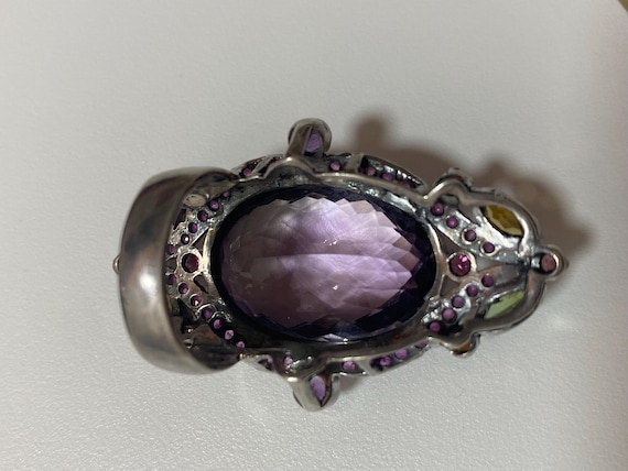 Vintage Amethyst Statement Ring, Sterling Silver,… - image 3