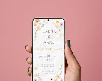 Floral Wedding Set | Digital Canva Template | Floral Design | Save the Date Card | Invitation Card | Info Banner