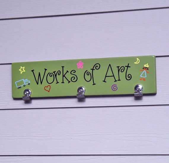 Items similar to Childrens Artwork Hanger, Childrens Artwork Clipboard