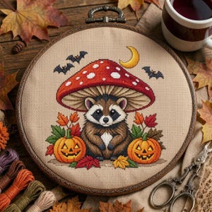Woodland Mushroom Pumpkin Patch Cross Stitch Pattern PDF (Digital Download)
