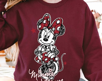 Disney Minnie Mouse Sketch Portrait Comfort Colors Shirt, Vintage Minnie Shirt, Cute Disney Tee, Magic Kingdom, Disneyland Girls Trip 2026