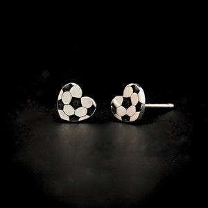 Ich liebe Fußball Herz Ohrstecker Sterling Silber Zierlich Zierlich