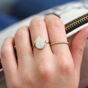 White Natural Druzy Agate Wire Wrapped Ring - Choose your size and metal!