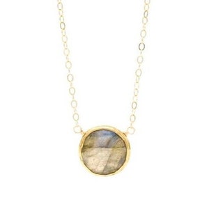 Labradorite Bezel Gemstone Everyday Necklace in 14k Gold Filled