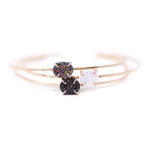 Druzy Prong Hammered Cuff Bracelets  - Choose your stone color and metal!