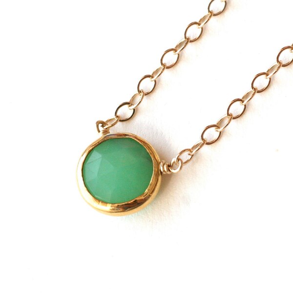 Pastel Green Pendant Necklace Gold