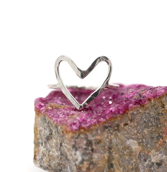 Elegante Anello In Argento Sterling A Forma Di Cuore Con