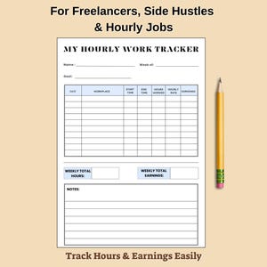 ADHD Friendly Hourly Work Tracker for Teens | Gentle Weekly Hours & Earnings Planner | Printable, Fillable PDF | A4, US Letter