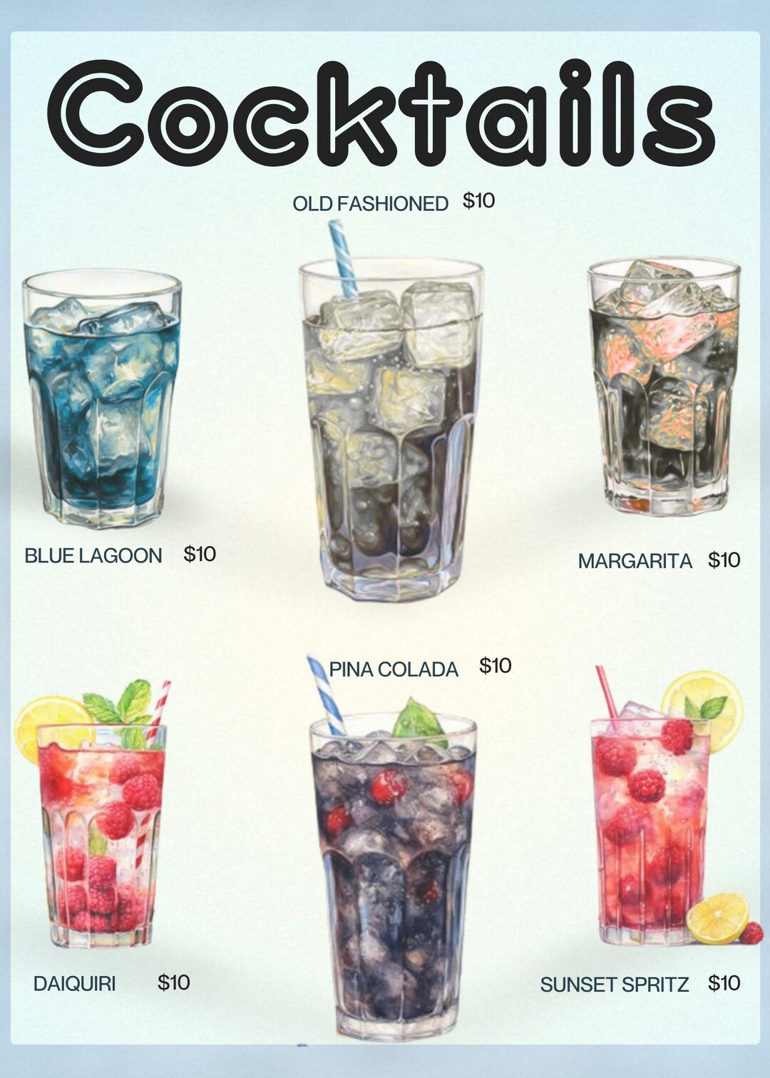 Editable Signature Drink Menu Bar Template (5x7) Digital Downloadable ...