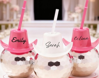 Personalized Disco Ball Cups, Last Disco Hen Party Favors, Disco Cowgirl Cowboy, Disco Ball Tumblers, Bridesmaid Gift, Bachelorette Cup