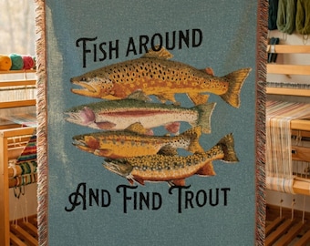 tissée en forme de poisson des montagnes | Pavillon du saumon et de la truite | Décoration de cabane rustique | Cadeau de pêcheur | Pêchez et trouvez des truites
