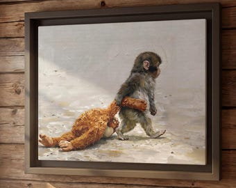 Framed Monkey Punch - Panchi-Kun  Framed Canvas print Perseverance & Strength Wall Art