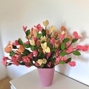 Flor de Bougainvillea em Feltro – Haste Floral Artesanal em Feltro, Decoração Mediterrânea