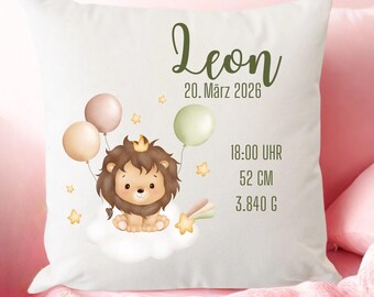 Personalisiertes Geburtskissen | Baby Kissen mit Namen & Daten | Geschenk zur Geburt | Kinderzimmer Deko | Baby Geschenk | Geschenk Taufe