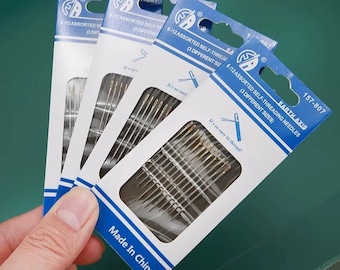 12-36 agujas de coser autoenhebrables, agujas de acero inoxidable con orificio lateral para personas mayores, costura a mano y reparaciones caseras.