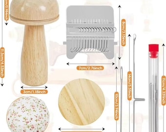 Kit de zurcido para principiantes con telar de setas, kit de parches de punto para remendar vaqueros, herramienta para reparar calcetines con hilo.