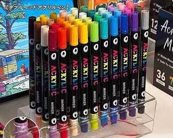 Rotuladores de pintura acrílica de doble punta, rotuladores de pincel fino para piedra, madera, caligrafía y material artístico.