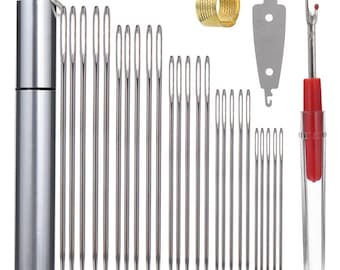 Agujas de coser de ojo grande para personas mayores / Juego de agujas fáciles de enhebrar / Agujas de coser a mano para principiantes / Herramienta de costura sin esfuerzo