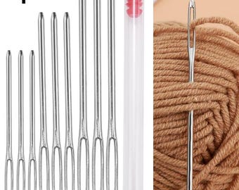 9pcs Large Eye Blunt Needles, Sewing & Embroidery Needles for Cross Stitch, Knitting , Leather Craft