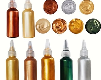Pigmento acrílico metálico para resina, 60 ml, colorante dorado, plateado y cobrizo para resina epoxi, ideal para la fabricación de joyas DIY.