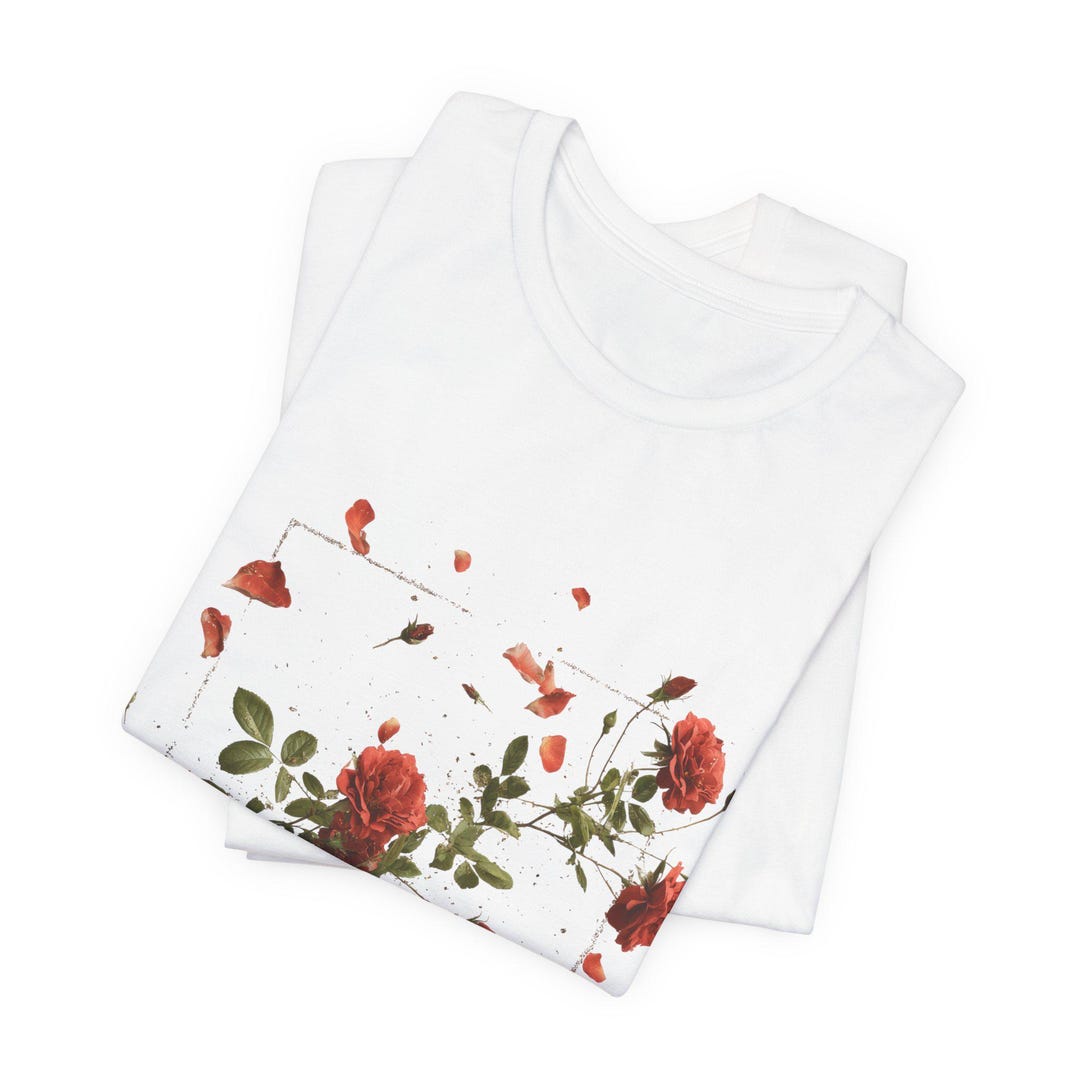 Rose Through Tee Vintage Red Rose Bouquet T-shirt | Botanical Floral Tee - Etsy