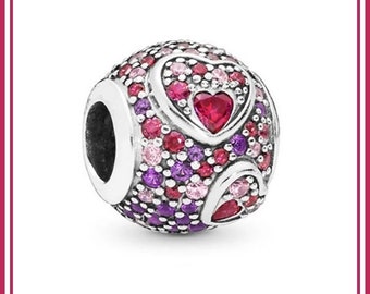 Group Sale ~ RED & Pink Crystals ~ Silver Framed Hearts ~ Valentines ~ Barrel shaped Silver Plated Charm Bead fits European Bracelets
