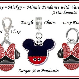 Disney MICKEY & MINNIE Mouse (arc) ~ émail noir et rouge ~ homard, anneau de saut, breloques pendantes ~ bracelet chaîne serpent de style européen