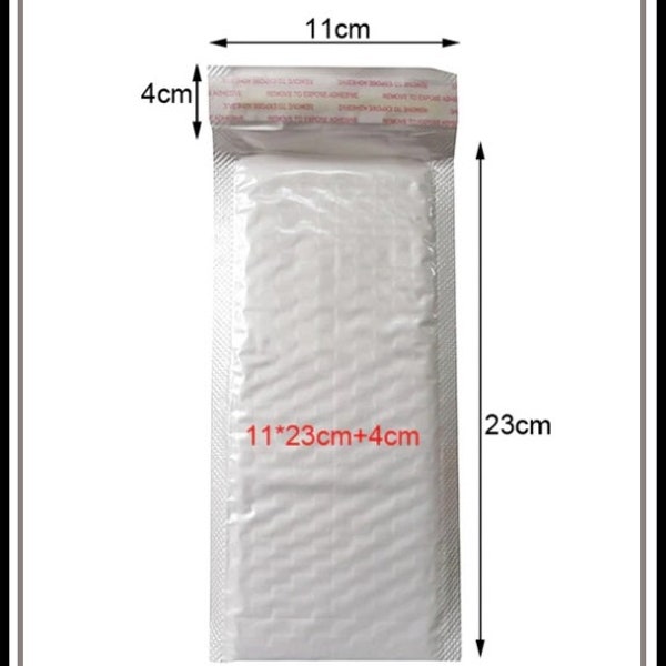 5/10/15 pcs ~ Light Weight Poly Foam BUBBLE Padded Shipping MAILERS ~ Slim Narrow Size 11cm x 23cm ~ Self Sealed White Stationary Envelopes