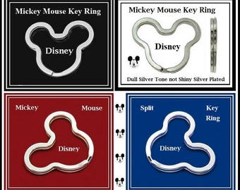 Group SALE ~ DiSNEY - Unique MiCKEY MoUSE Ears - Split KEY RiNG - Darker Silver Tone Metal - MM-Key Ring