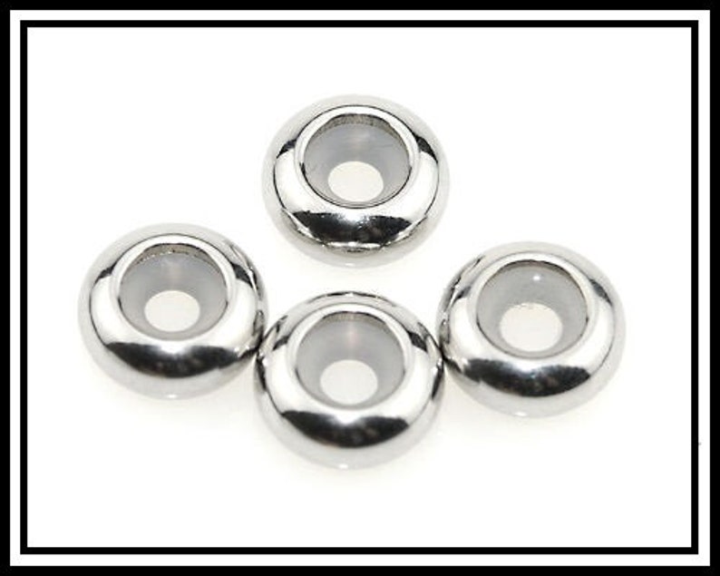 Group SALE One Piece RUBBER Shiny Stainless Steel STOPPER Safety Beads 10 x 4mm fits European Bracelets image 5