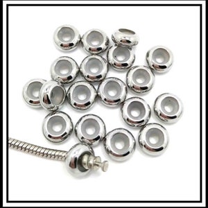 Group SALE One Piece RUBBER Shiny Stainless Steel STOPPER Safety Beads 10 x 4mm fits European Bracelets image 8