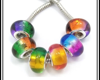 Sale for 2 pcs ~ Beautiful GRADIENT Various Shades of Color - YOUR CHOiCE ~ Transparent Beads ~ fits European Bracelets